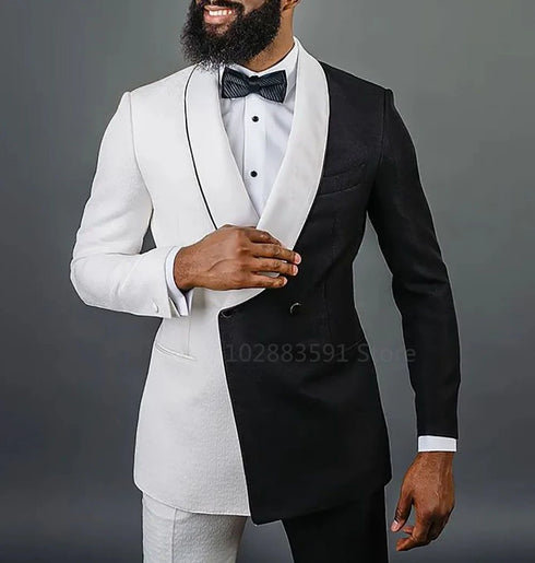 Elegant Splicing Colors 2-Piece Men's Suit Set for Weddings and Prom - Custom Made Tuxedo Blazer and Pants Combo